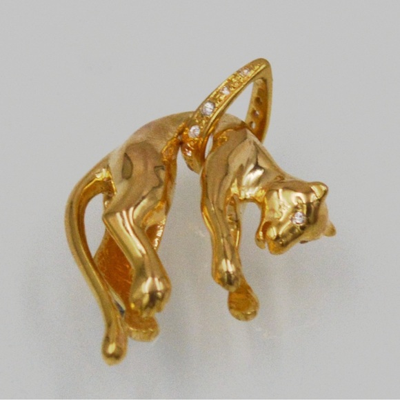 Gold Plated Antique Panther Charm and Diamond Bale - Picture 2 of 16